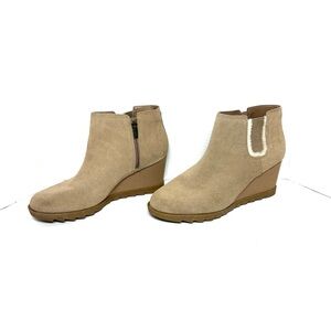 UGG Koolaburra Wedge Boots Yonela Ortholite Tan Suede Ankle Zip Womens 11 Winter